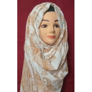 Orange White Cotton Hijab